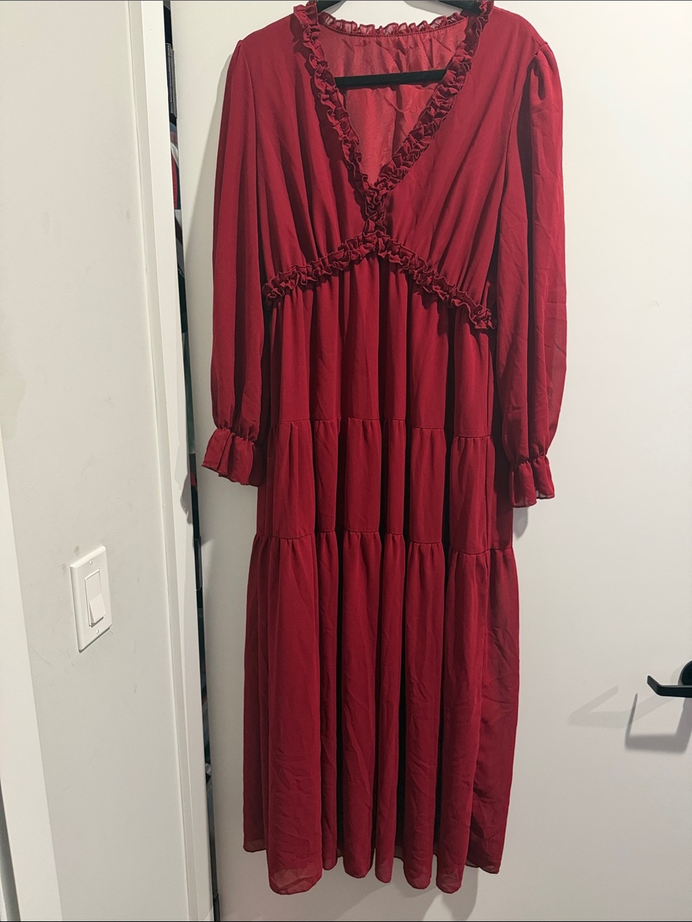 Red Ruffle Tiered Maxi Dress - Picture 2 of 2